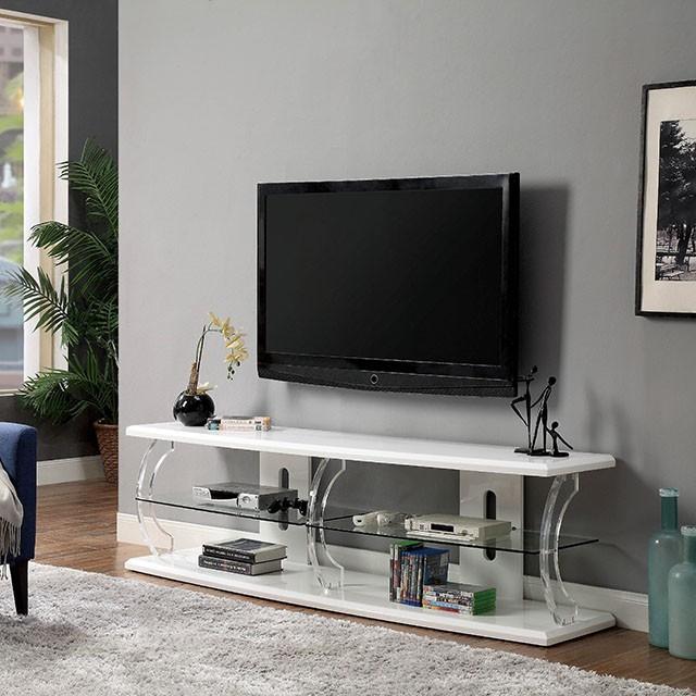 Ernst White/Clear 72" TV Stand