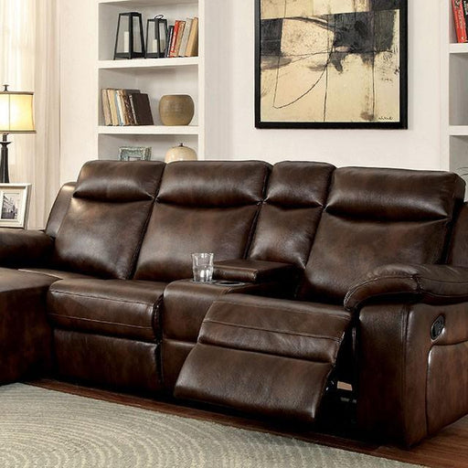 Hardy Brown Sectional w/ Console, Brown image