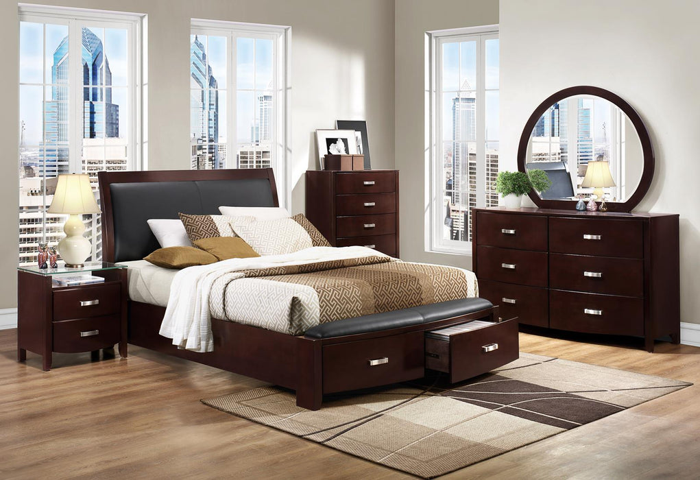 Homelegance Lyric Queen Sleigh Storage Bed in Dark Espresso 1737NC-1