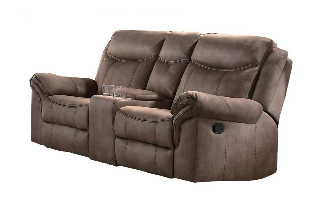 Homelegance Furniture Aram Double Glider Reclining Loveseat in Dark Brown 8206NF-2