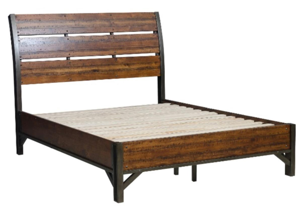 Homelegance Holverson King Platform Bed in Rustic Brown & Gunmetal 1715K-1EK*