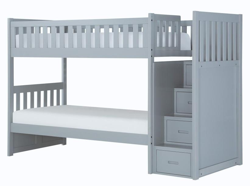 Homelegance Orion Bunk Bed w/ Reversible Step Storage in Gray B2063SB-1*