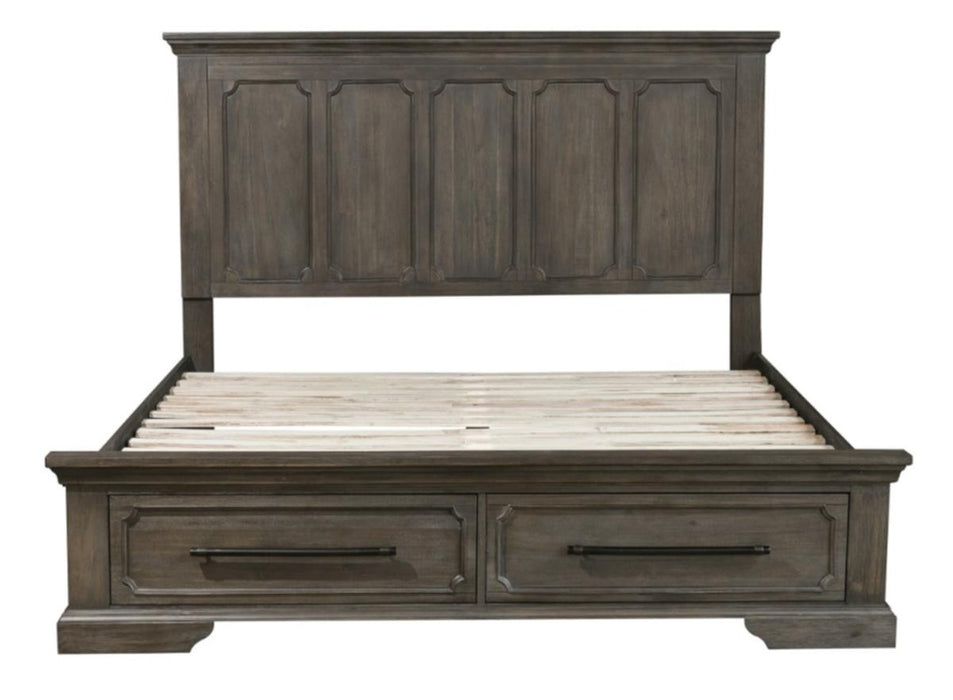 Homelegance Taulon Queen Platform Bed with Footboard Storage in Dark Oak 5438-1*