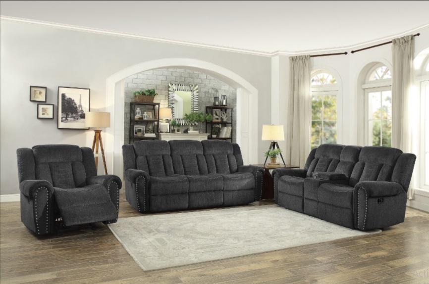 Homelegance Furniture Nutmeg Double Reclining Sofa in Charcoal Gray 9901CC-3