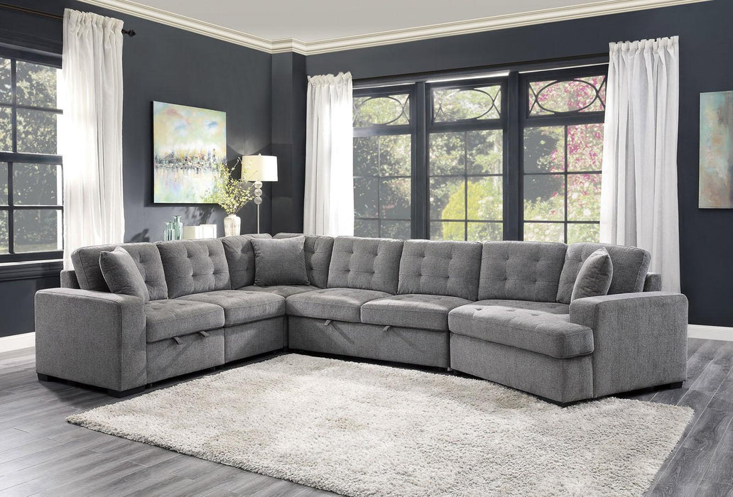 Homelegance Furniture Logansport Corner Seat with 1 Pillow in Gray 9401GRY-CR