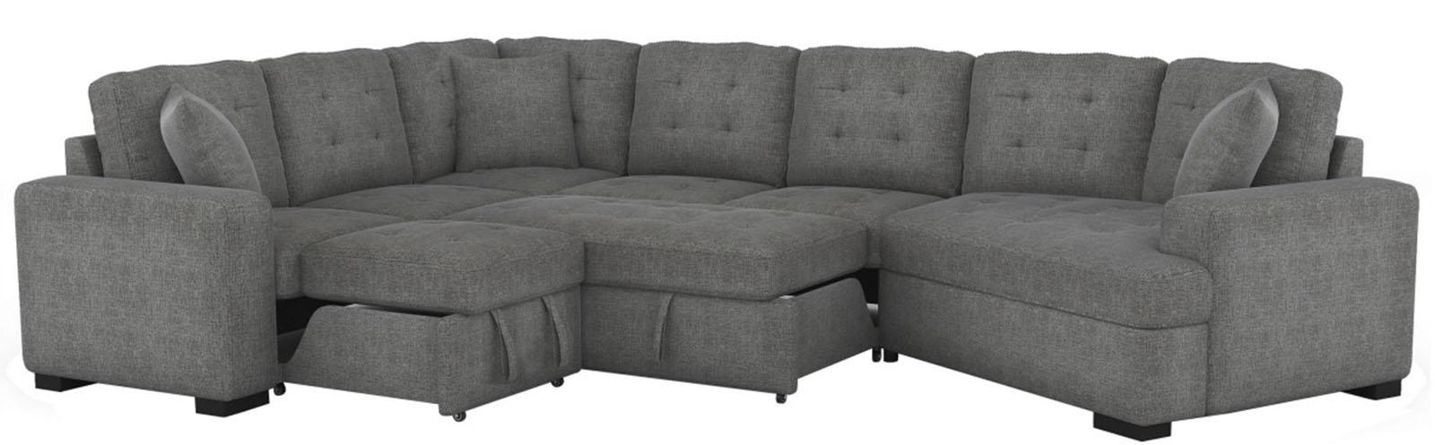 Logansport Armless 2-Seater with Pull-out Bed in Gray 9401GRY-2A