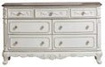 Homelegance Cinderella 7 Drawer Dresser in Antique White with Grey Rub-Through 1386NW-5 image