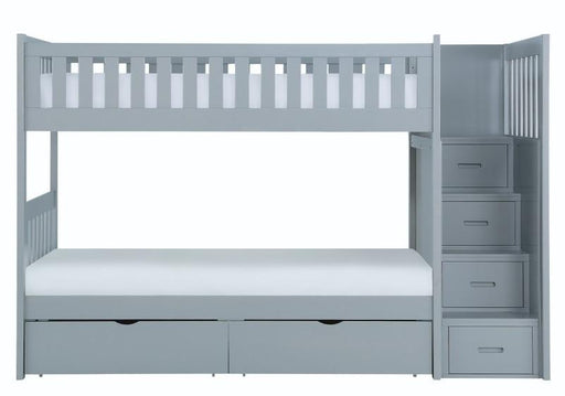 Homelegance Orion Bunk Bed w/ Reversible Step Storage and Storage Boxes in Gray B2063SB-1*T image