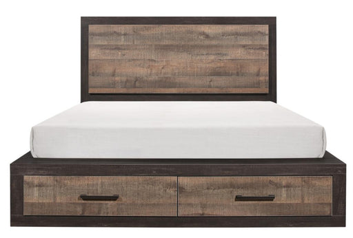 Homelegance Miter King Platform Bed with Footboard Storage in Rustin Mahogany & Dark Ebony 1762K-1EK* image