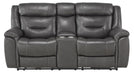 Homelegance Furniture Danio Power Double Reclining Loveseat with Power Headrests in Dark Gray 9528DGY-2PWH image