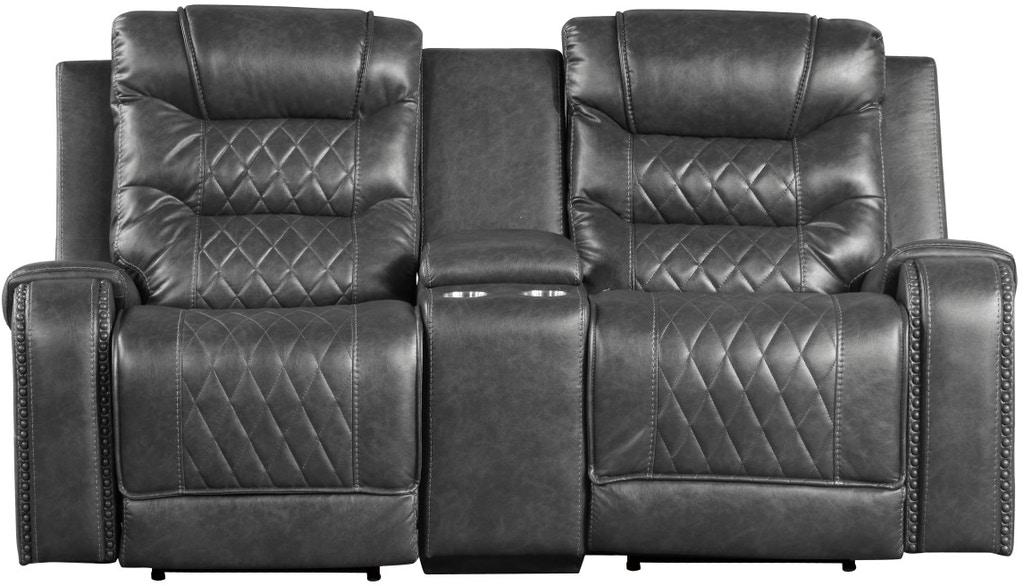 Homelegance Furniture Putnam Double Glider Reclining Loveseat in Gray 9405GY-2 image